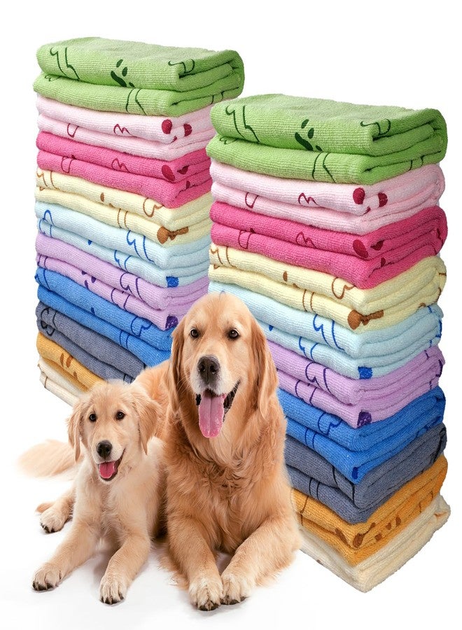 SENONAPO 30 Pcs Dog Towels for Drying Dogs Bulk 20 x 40 Inch Quick Drying Pet Bath Towels Colorful Pet Grooming Towel Absorbent Microfiber Towel for Small Medium Large Dog Puppy Cat - Image 1